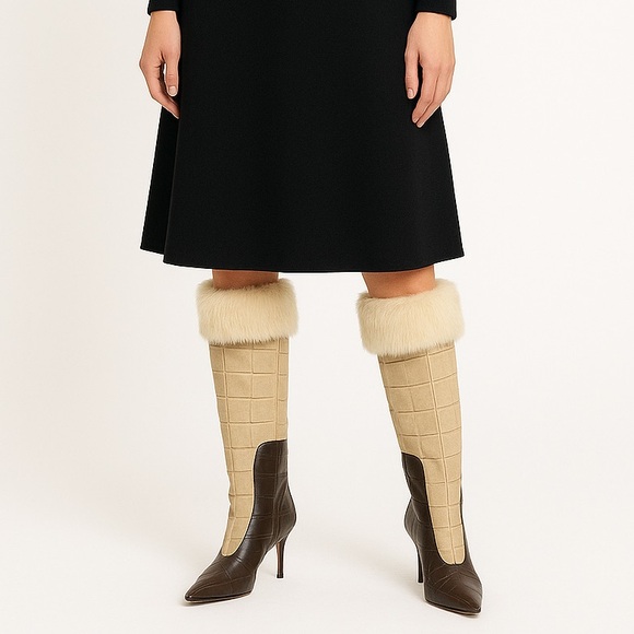 Vicini Fur Lined Embossed Boots - Picture 3 of 11